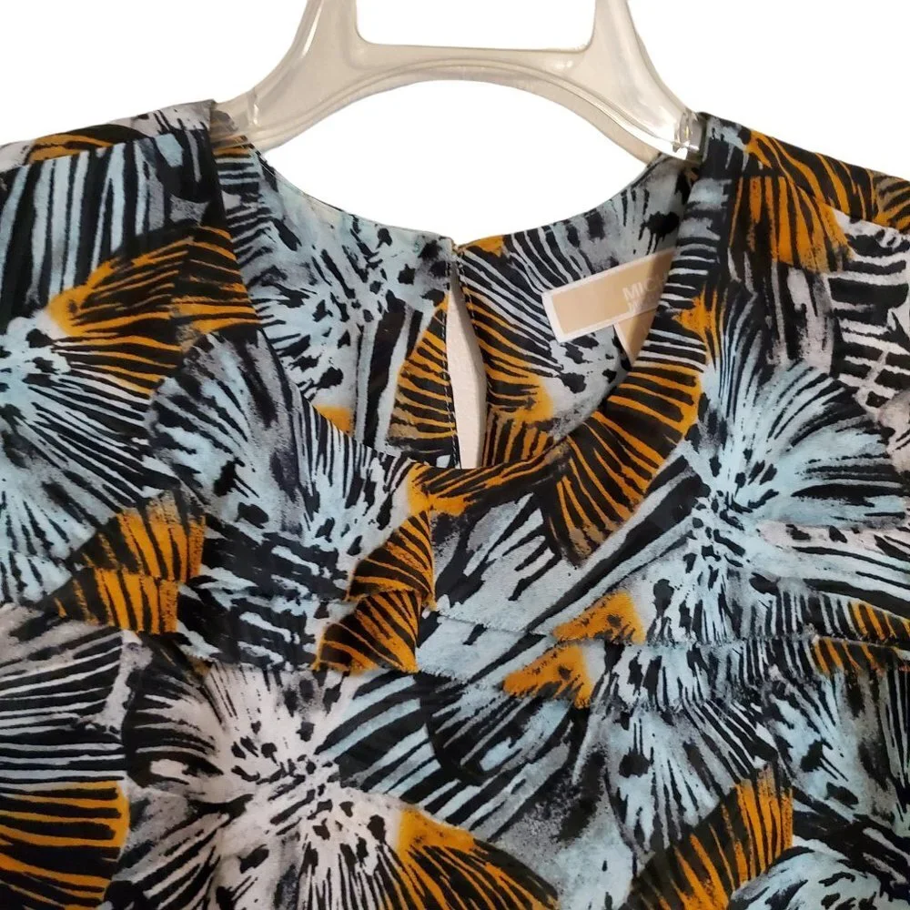 Michael Kors Sleeveless Tiered Frayed Blouse Large